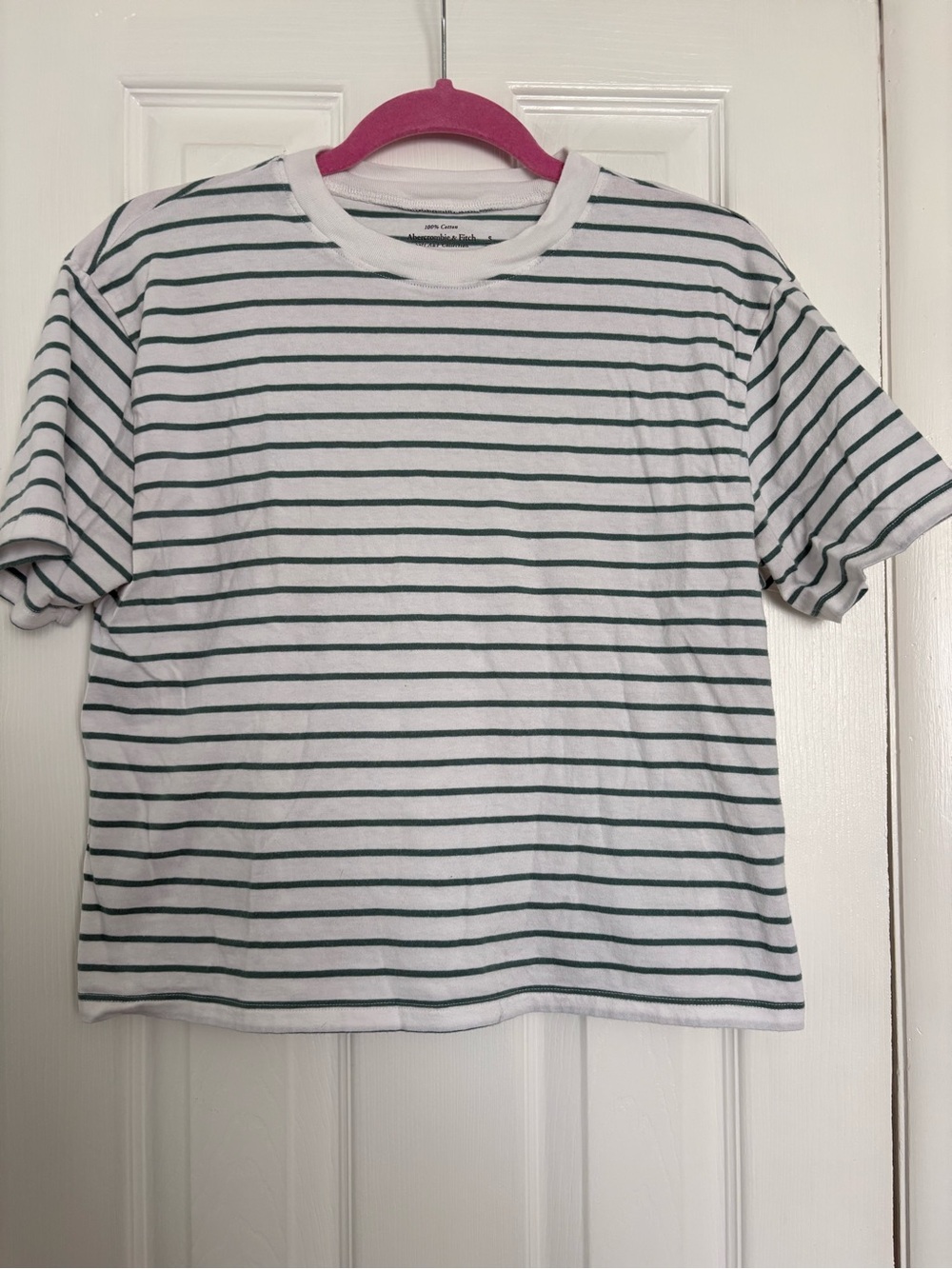 Abercrombie Striped White & Green Tee